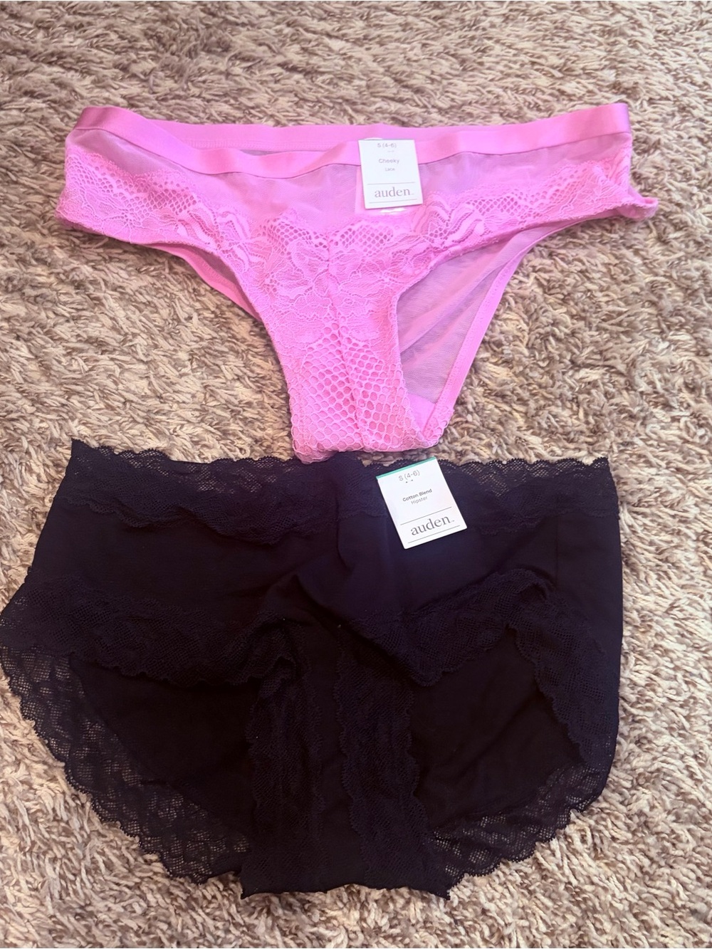Auden Lace Bikini Panty Set - Pink & Black